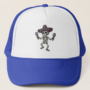 Boné Chapéu Colorido de Esqueleto Mexicano