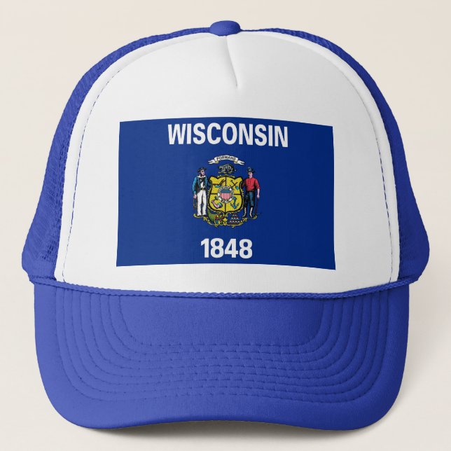 Boné Chapéu com Bandeira do Estado de Wisconsin - EUA (Frente)