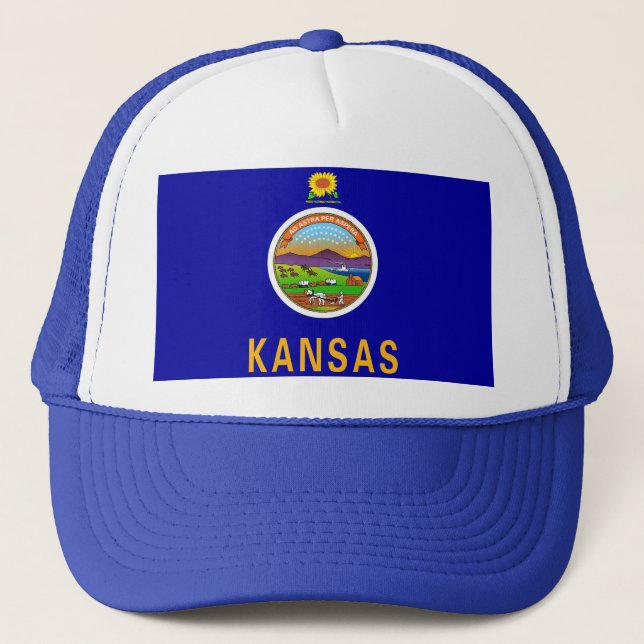 Boné Chapéu com Bandeira do Estado do Kansas - EUA (Frente)