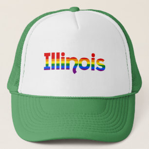 Boné Chapéu com texto em arco-íris de Illinois