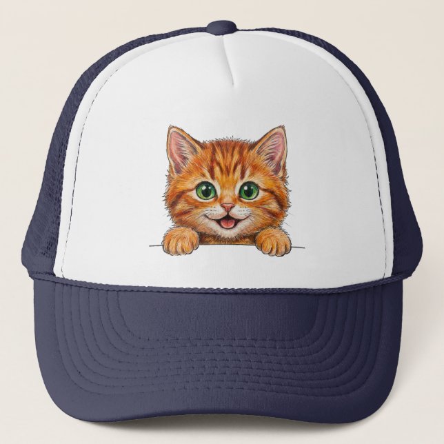 Boné Chapéu com um gato fofo (Frente)