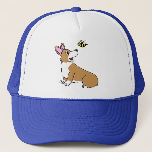 Boné Chapéu da abelha do Corgi dos desenhos animados (Frente)
