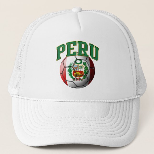 Boné Chapéu da bola de futebol da bandeira de Peru (Frente)