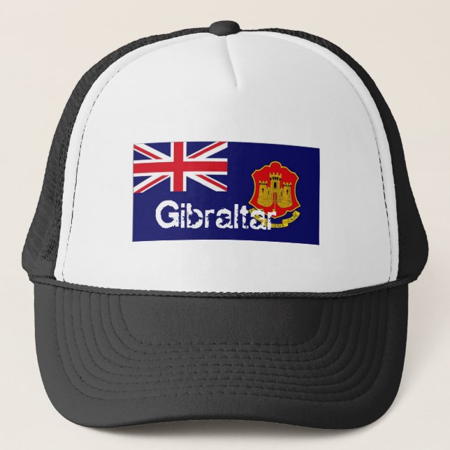 Boné Chapéu da lembrança da bandeira de Gibraltar (Frente)
