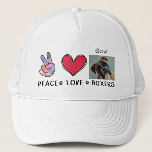 Boné Chapéu de Boxer Paz Amor Amantes de Cães