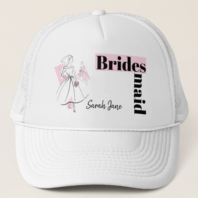 Boné Chapéu de Bridesmaid do Grupo Rosa de Moda (Frente)