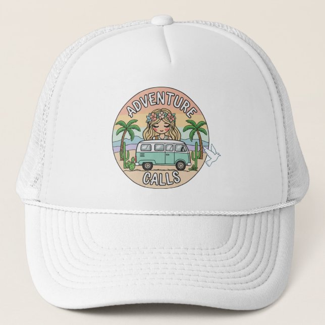 Boné Chapéu de Caminhoneiro Boho Chama Aventura (Frente)