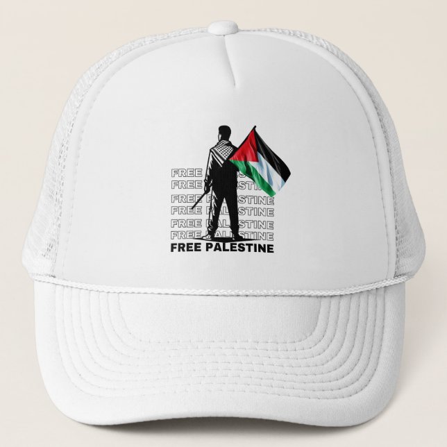Boné Chapéu de Caminhoneiro BRANCO GRATUITO PALESTINE (Frente)