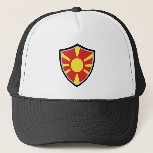 Boné Chapéu de caminhoneiro da bandeira da Macedônia do (Frente)