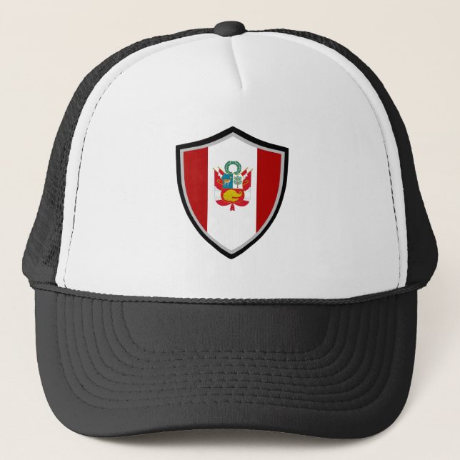 Boné Chapéu de caminhoneiro da bandeira peruana (Frente)