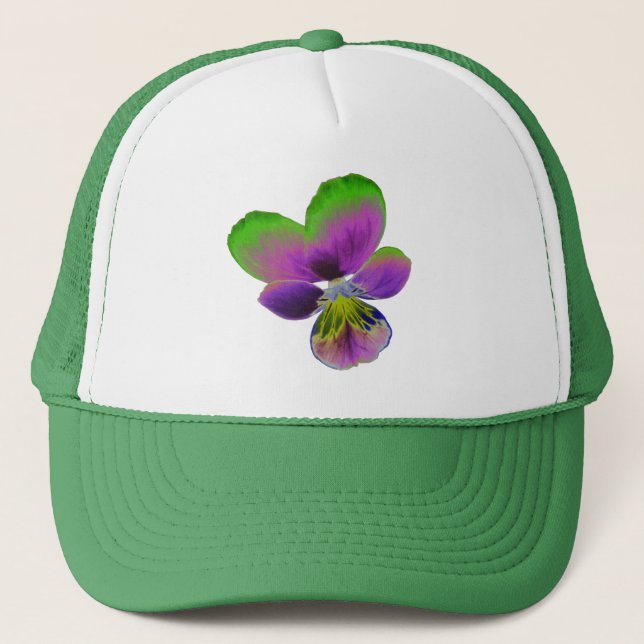 Boné Chapéu de Caminhoneiro Purple e Green Pansy (Frente)