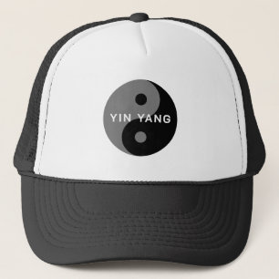 Boné Chapéu de camionista do símbolo Yin Yang preto e b