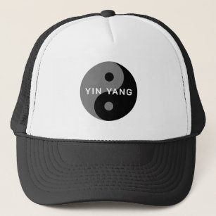 Boné Chapéu de camionista do símbolo Yin Yang preto e b