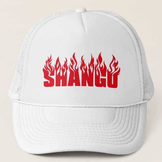 Boné Chapéu de camionista Shango, todo branco (Frente)