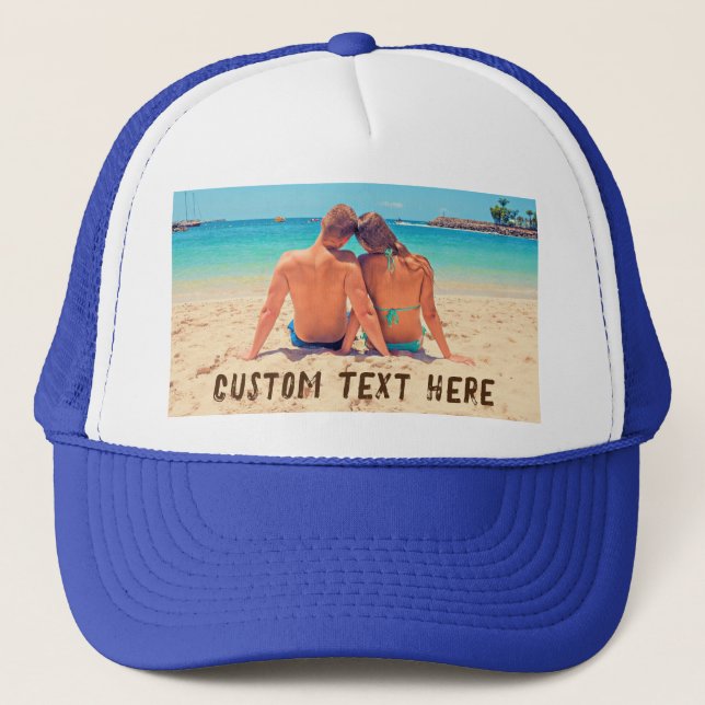 Boné Chapéu de Foto Personalizado com Suas Fotos e Text (Frente)