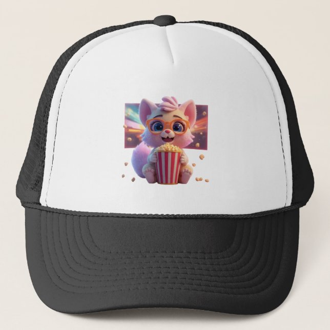 Boné Chapéu de Gatinho de Pipoca Fofa (Frente)