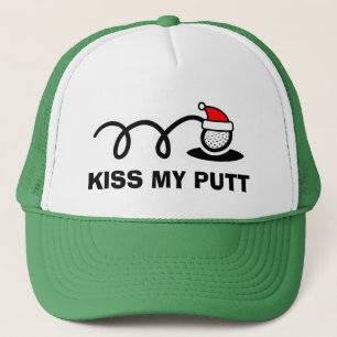 Boné Chapéu de golfe engraçado de Natal   Beije meu put