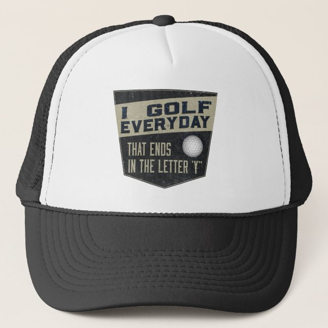 Boné Chapéu de Golfe Engraçado - Eu jogo golfe todos os (Frente)