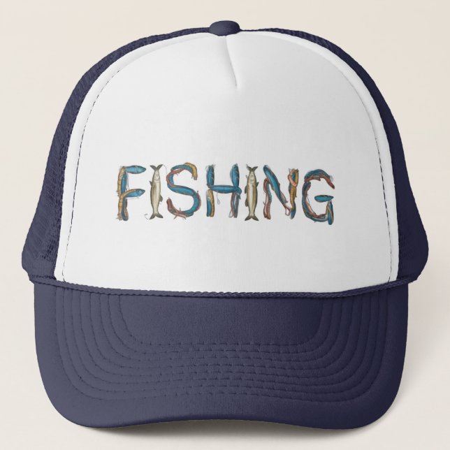 Boné Chapéu de Texto de Pesca (Frente)