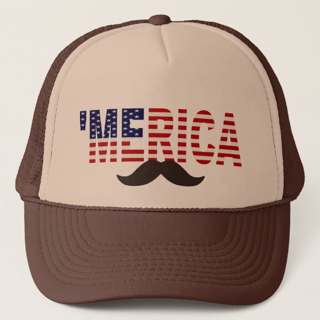 Boné 'Chapéu do bigode de Brown da bandeira de MERICA (Frente)