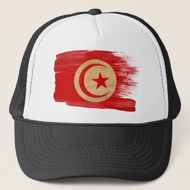 Boné Chapéu do camionista da bandeira de Tunísia (Frente)