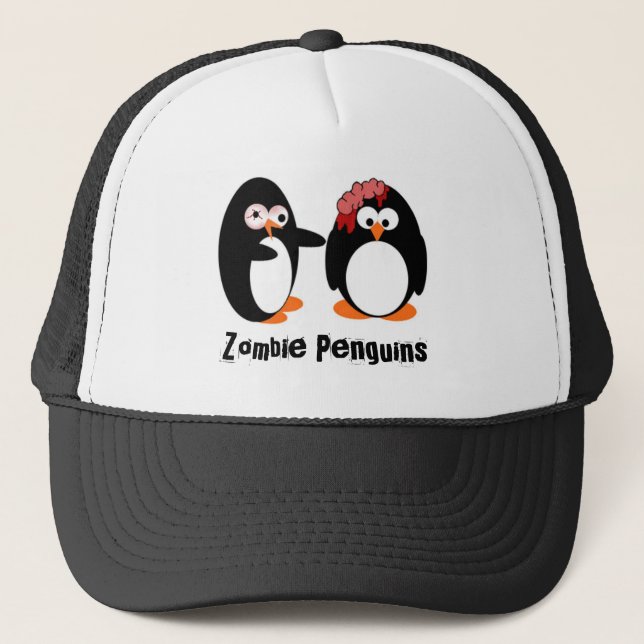 Boné Chapéu do camionista do pinguim do zombi (Frente)