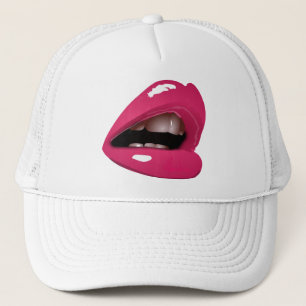 Boné Chapéu do camionista dos lábios do rosa quente