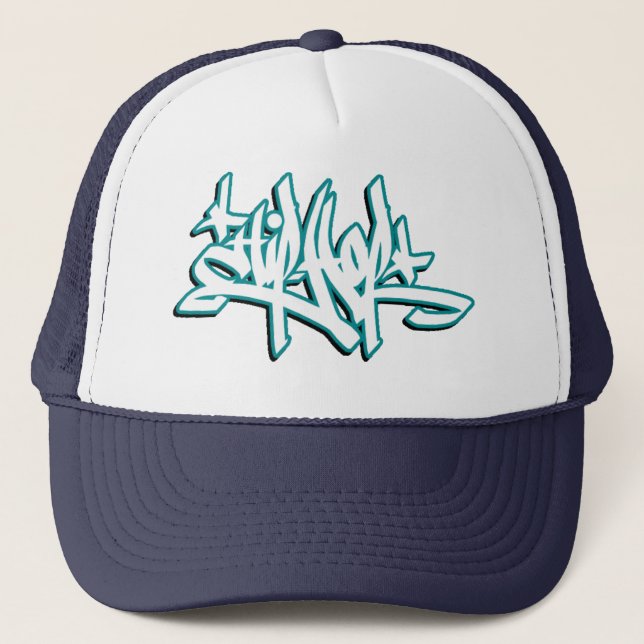 Boné chapéu do hhop (azul & branco) (Frente)