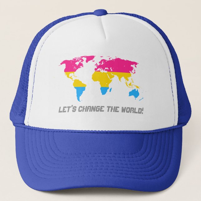 Boné Chapéu do mapa mundial do orgulho pansexual (Frente)