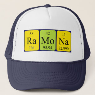 Boné Chapéu do nome da mesa periódica de Ramona