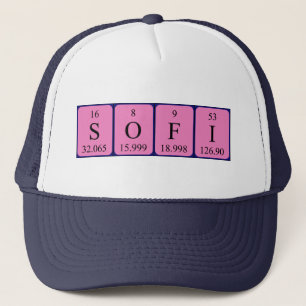 Boné Chapéu do nome da mesa periódica de Sofi