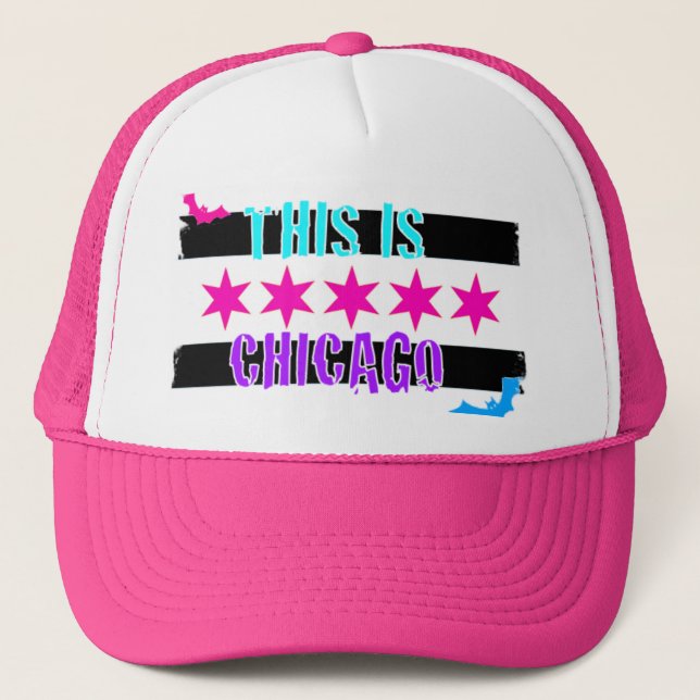 Boné chapéu do truker da bandeira de Chicago (Frente)