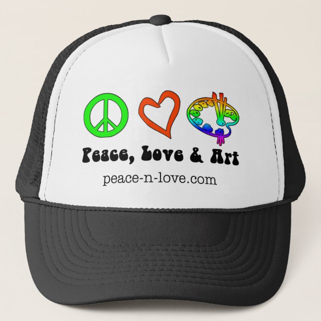 Boné Chapéu dos sinais da paz, do amor & da arte (Frente)