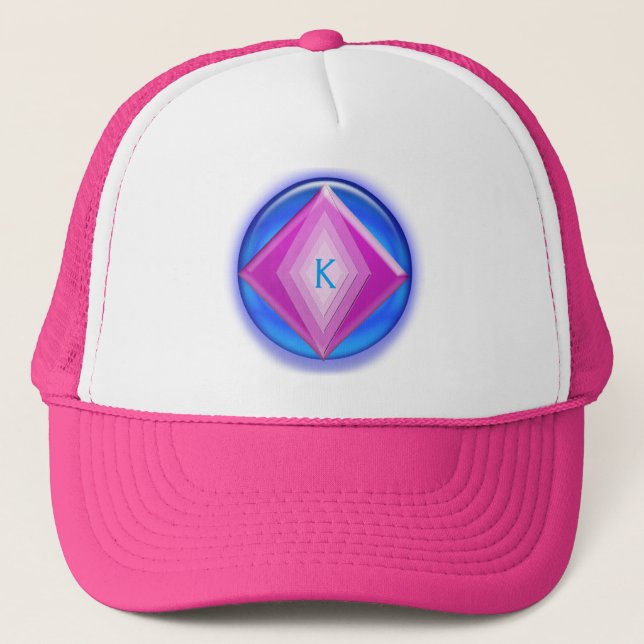 Boné Chapéu - Emblema tridimensional em rosa e azul (Frente)