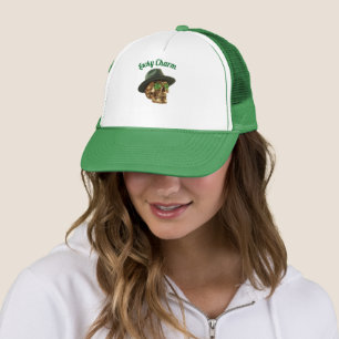 Boné Chapéu Fedora Skull Green Gold St.Patricks Dia Cam