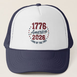 Boné Chapéu Grunge América 1776 - 2026 Terra de Livre