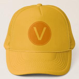 Boné chapéu inicial monograma amarelo ensolarado.