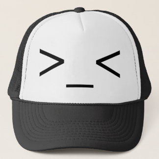 Boné >Chapéu irritado do Emoticon do _<