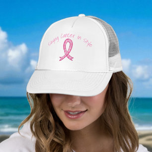Boné Chapéu Matando o Câncer com Estilo Fita Rosa