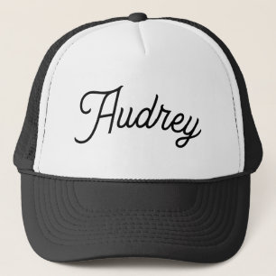 Boné Chapéu Nome Audrey Preta e Branca Neutro Elegante