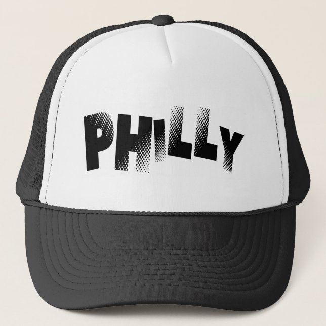 Boné Chapéu preto & branco do camionista de Philly (Frente)