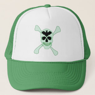 Boné Chapéu Verde Caveira e Ossos Cruzados