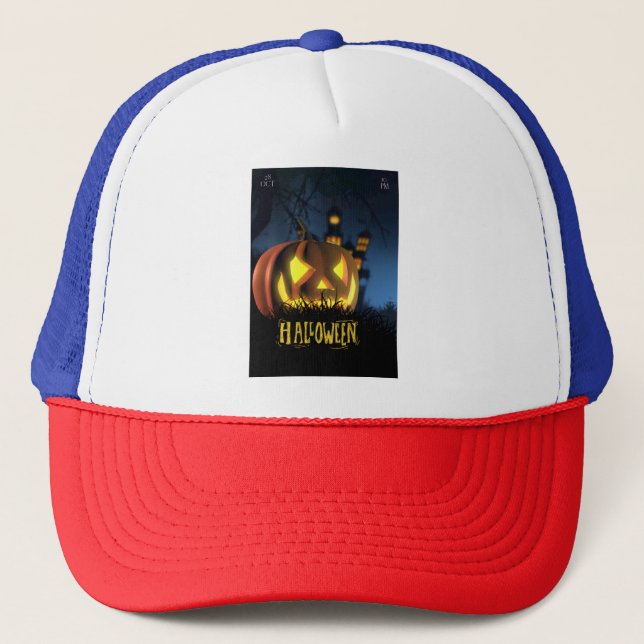Boné Chapéu vermelho/branco/azul de Halloween (Frente)