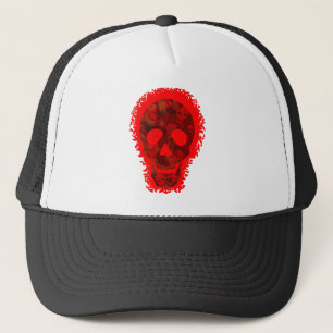 Boné Chapéu vermelho do camionista do crânio grande