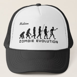 Boné Chapéus de "Evolução Zombie" de nome e texto pe