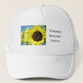 Boné Chapéus de Mãe de Futebol Feliz Amarelo Girassóis 