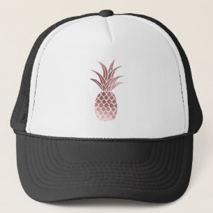Boné Chapéus de Trucker Rosa Gold Foil Pineapple