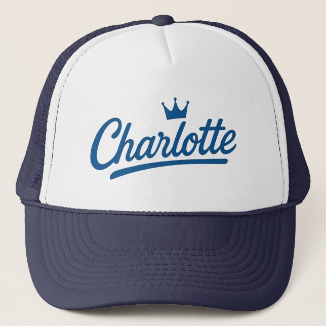 Boné Charlotte Queen City Crown Script Design - Real (Frente)