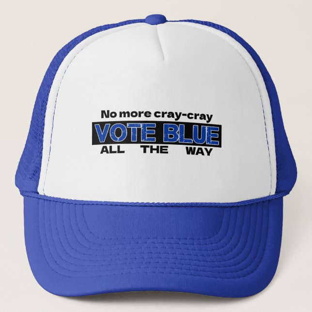 Boné Chega De Cray Cray Votar Azul Todo O Caminho (Frente)