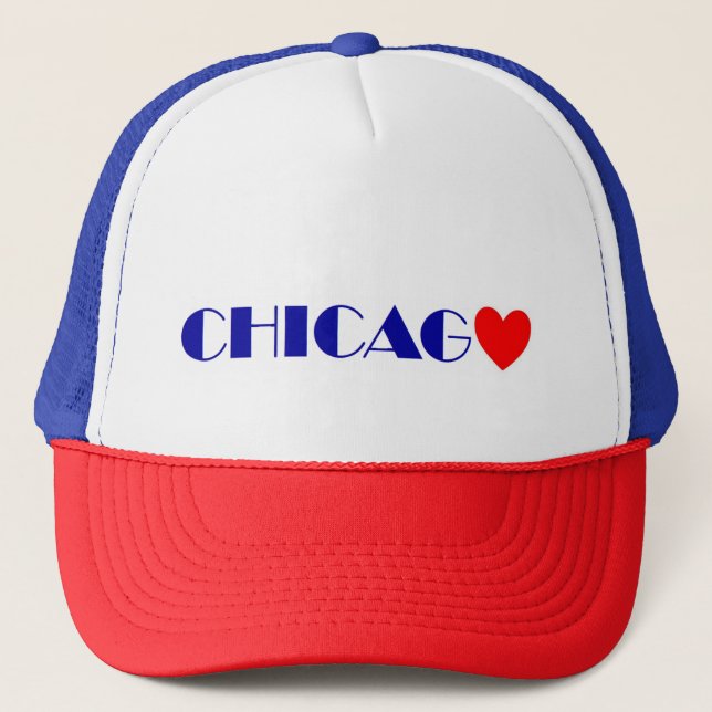 Boné Chicago coeur rouge lettres bleues (Frente)